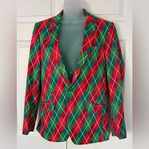 Suslo Couture Blazer Jacket Green Red NWT size Small size 38